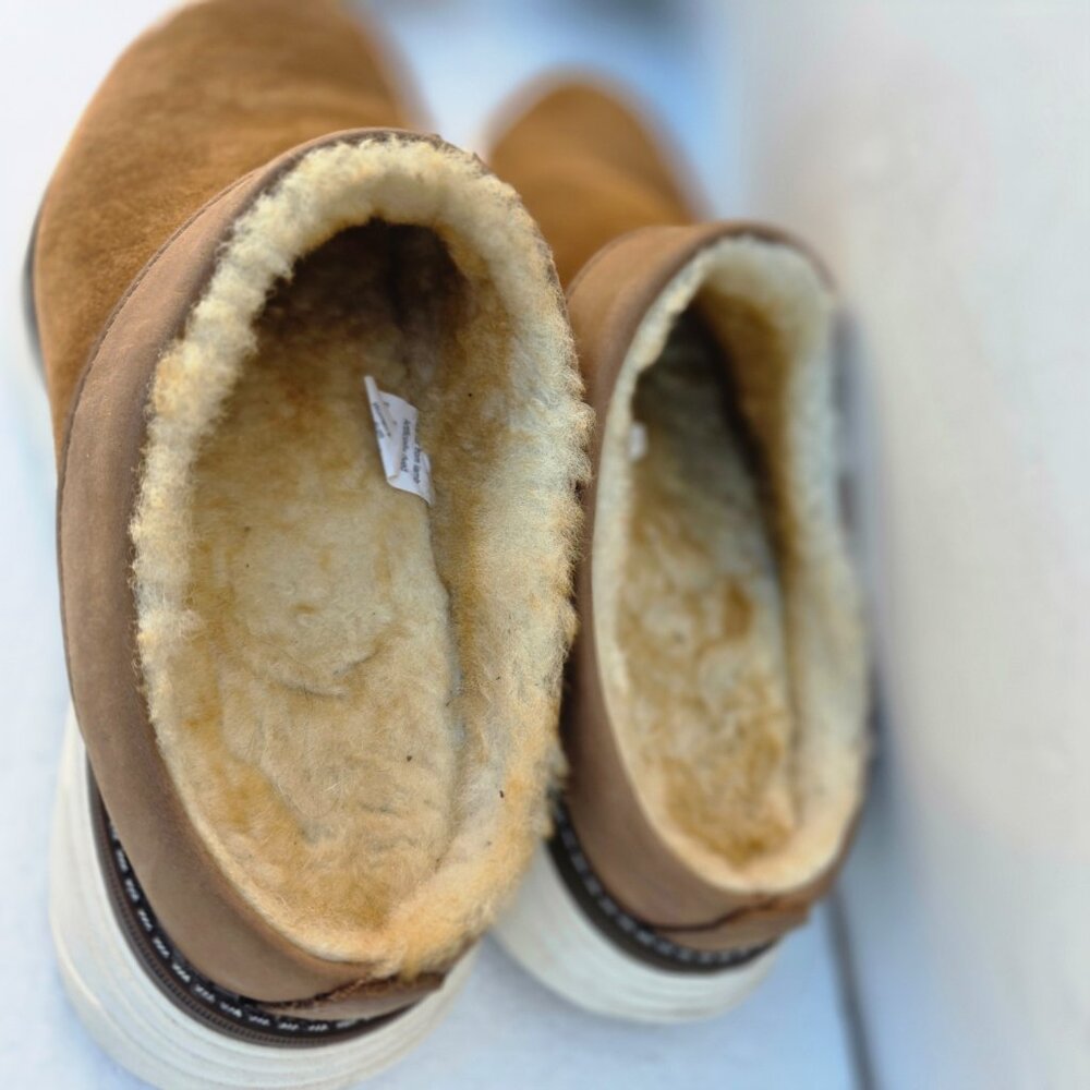 L.L.Bean KennebecBrown Suede Real Lamb Fur Shearling Clogs Shoes Women's 6M - Picture 6 of 14